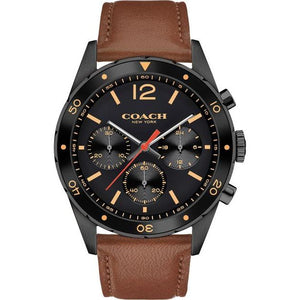 Coach Sullivan Chronograph Black Dial Brown Leather Strap Watch for Men - 14602070 Authentic Buy Shop Now