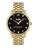 Coach Delancey Black Dial Gold Steel Strap Watch for Women - 14502813 Authentic Buy Shop Now