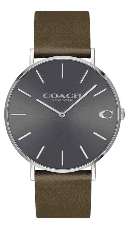 Coach Charles Grey Dial Brown Leather Strap Watch for Men - 14602153 Authentic Buy Shop Now