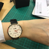 Coach Slim Easton White Dial Black Leather Strap Watch for Women - 14502683 Authentic Buy Shop Now