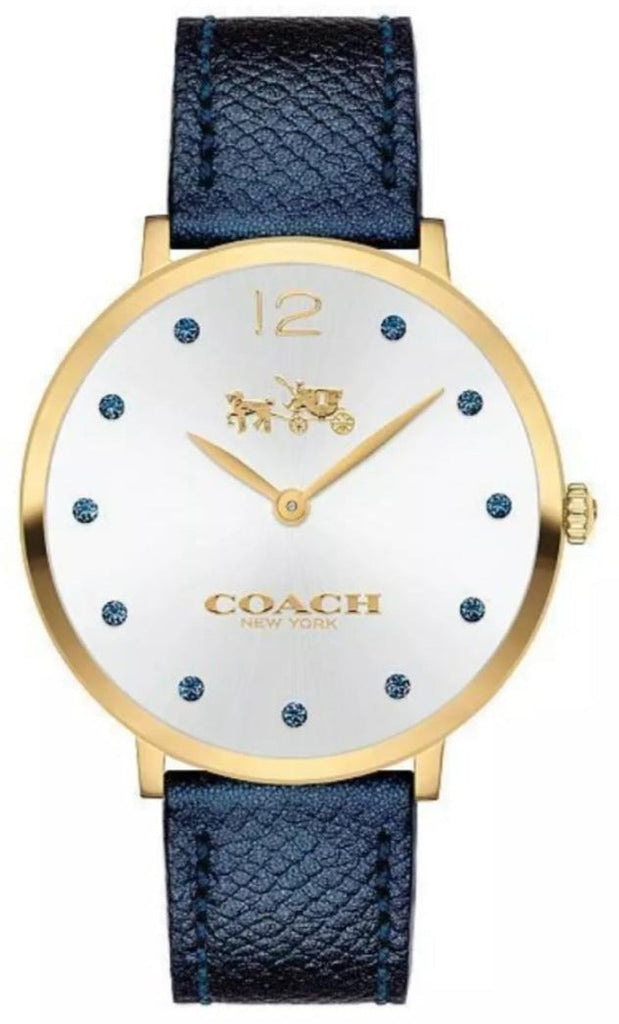Coach Slim Easton Silver Dial Blue Leather Strap Watch for Women - 14502687 Authentic Buy Shop Now