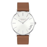 Coach Perry Silver Dial Brown Leather Strap Watch for Women - 14503120 Authentic Buy Shop Now