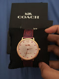 Coach Slim Easton Silver Dial Brown Leather Strap Watch for Women - 14502694 Authentic Buy Shop Now