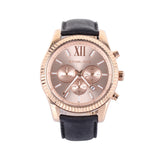 Michael Kors Lexington Chronograph Rose Gold Dial Black Leather Strap Watch For Men - MK8516 Authentic Buy Shop Now