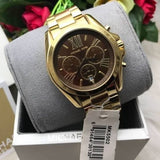 Michael Kors Bradshaw Brown Dial Gold Steel Strap Watch for Women - MK5502 Authentic Buy Shop Now