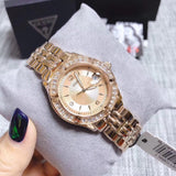 Guess Crystal Diamonds Rose Gold Dial Rose Gold Steel Strap Watch For Women - W11069L1 Authentic Buy Shop Now