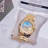 Guess Confetti Diamonds Gold Dial Gold Steel Strap Watch for Women - W0774L2 Authentic Buy Shop Now