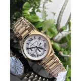Michael Kors Cooper Chronograph White Dial Gold Steel Strap Watch For Women - MK5916 Authentic Buy Shop Now