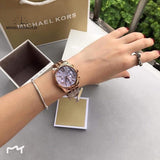 Michael Kors Lexington Purple Dial Rose Gold Steel Strap Watch For Women - MK6207 Authentic Buy Shop Now