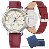 Tommy Hilfiger Claudia White Dial Red Leather Strap Watch for Women - 1781816 Authentic Buy Shop Now