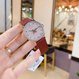 Gucci G Timeless Quartz Diamonds Pink Dial Red Leather Strap Watch For Women - YA1265017 Authentic Buy Shop Now