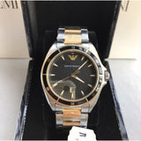 Emporio Armani Quartz Black Dial Two Tone Steel Strap Watch For Men - AR80017 Authentic Buy Shop Now