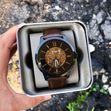 Fossil Townsman Automatic Black Dial Brown Leather Strap Watch for Men - ME3155 Authentic Buy Shop Now