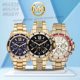 Michael Kors Everest Chronograph Black Dial Gold Steel Strap Watch For Women - MK5828 Authentic Buy Shop Now