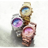 Guess Confetti Diamonds Gold Dial Gold Steel Strap Watch for Women - W0774L2 Authentic Buy Shop Now