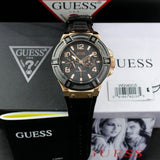 Guess Rigor Analog Black Dial Black Leather Strap Watch For Men - W0040G5 Authentic Buy Shop Now