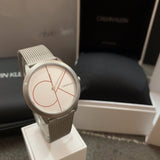 Calvin Klein Minimal White Dial Silver Mesh Bracelet Watch for Women - K3M52152 Authentic Buy Shop Now