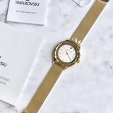 Swarovski Octea Nova Silver Dial Gold Mesh Bracelet Watch for Women - 5430417 Authentic Buy Shop Now