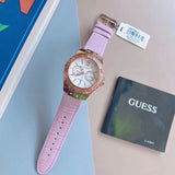Guess Limelight Quartz Analog White Dial Pink Leather Strap Watch For Women - W0775l3 Authentic Buy Shop Now