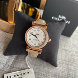 Coach Madison Diamonds White Dial Beige Leather Strap Watch for Women - 14503394 Authentic Buy Shop Now