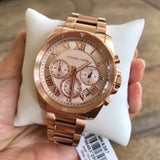 Michael Kors Brecken Chronograph Quartz Rose Gold Dial Rose Gold Steel Strap Watch For Women - MK6367 Authentic Buy Shop Now