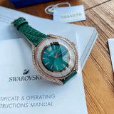 Swarovski Crystalline Aura Green Dial Green Leather Strap Watch for Women - 5644078 Authentic Buy Shop Now