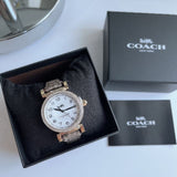 Coach Madison Diamonds White Dial Beige Leather Strap Watch for Women - 14503394 Authentic Buy Shop Now