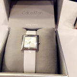 Calvin Klein Mark Silver Dial White Leather Strap Watch for Women - K3R231L6 Authentic Buy Shop Now