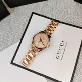 Gucci G Timeless Quartz Rose Gold Dial Rose Gold Steel Strap Watch For Women - YA126567 Authentic Buy Shop Now