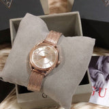 Guess Whisper Silver Dial Rose Gold Mesh Bracelet Watch for Women - W1084L3 Authentic Buy Shop Now