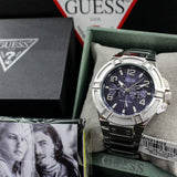 Guess Rigor Quartz Black Dial Silver Steel Strap Watch For Men - W0218G2 Authentic Buy Shop Now