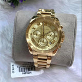 Michael Kors Brecken Chronograph Gold Dial Gold Steel Strap Watch For Women - MK6366 Authentic Buy Shop Now