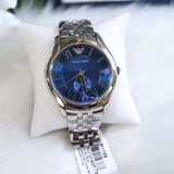 Emporio Armani Valente Chronograph Blue Dial Silver Steel Strap Watch For Men - AR1789 Authentic Buy Shop Now