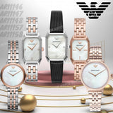 Emporio Armani Gioia Analog Mother of Pearl Dial Black Leather Strap Watch For Women - AR11148 Authentic Buy Shop Now