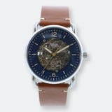Fossil Commuter Automatic Skeleton Blue Dial Brown Leather Strap Watch for Men - ME3159 Authentic Buy Shop Now