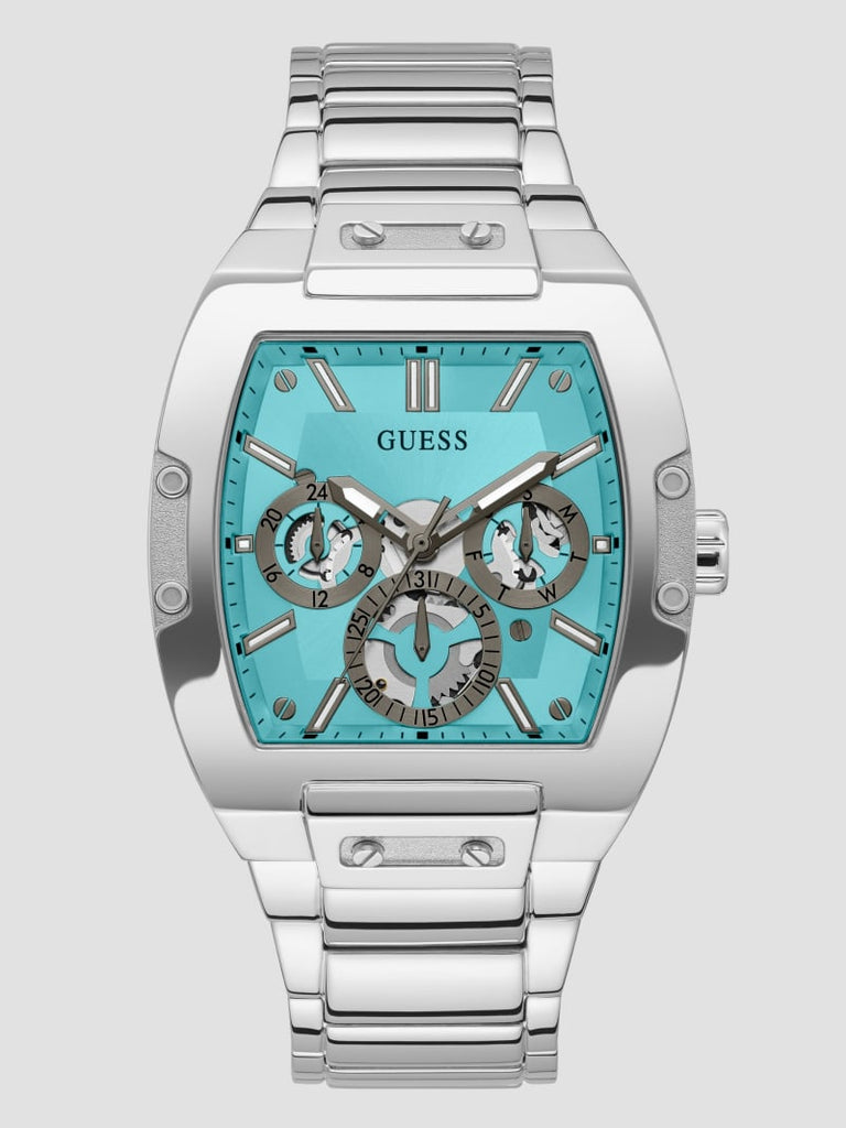 Guess Phoenix Multi Function Aqua Blue Dial Silver Steel Strap Watch for Men - GW0456G4 Authentic Buy Shop Now