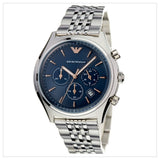 Emporio Armani Luigi Chronograph Quartz Blue Dial Silver Steel Strap Watch For Men - AR1974 Authentic Buy Shop Now