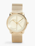 Calvin Klein Minimal Silver Dial Gold Mesh Bracelet Watch for Women - K3M22526 Authentic Buy Shop Now