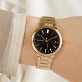 Tommy Hilfiger Brooke Black Dial Gold Steel Strap Watch for Women - 1782019 Authentic Buy Shop Now