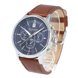 Tommy Hilfiger Kyle Multifunction Blue Dial Brown Leather Strap Watch for Men - 1791629 Authentic Buy Shop Now