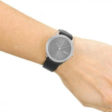 Calvin Klein Minimal Grey Dial Black Leather Strap Watch for Men - K3M221C3 Authentic Buy Shop Now