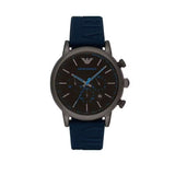 Emporio Armani Luigi Chronograph Black Dial Blue Rubber Strap Watch For Men - AR11023 Authentic Buy Shop Now