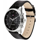 Tommy Hilfiger Deacan Grey Dial Black Leather Strap Watch for Men - 1791548 Authentic Buy Shop Now