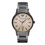Emporio Armani Renato Quartz Beige Dial Grey Steel Strap Watch For Men - AR11183 Authentic Buy Shop Now