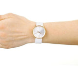 Calvin Klein Accent White Dial White Leather Strap Watch for Women - K2Y2Y6K6 Authentic Buy Shop Now