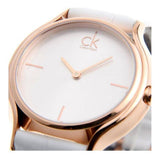 Calvin Klein Skirt White Dial White Leather Strap Watch for Women - K2U236K6 Authentic Buy Shop Now