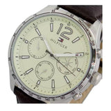 Tommy Hilfiger Gavin Chronograph White Dial Brown Leather Strap Watch for Men - 1791467 Authentic Buy Shop Now