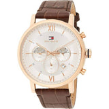 Tommy Hilfiger Evan White Dial Brown Leather Strap Watch for Men - 1710394 Authentic Buy Shop Now