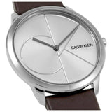 Calvin Klein Minimal Silver Dial Brown Leather Strap Watch for Men - K3M211G6 Authentic Buy Shop Now
