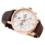 Tommy Hilfiger Evan White Dial Brown Leather Strap Watch for Men - 1710394 Authentic Buy Shop Now